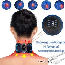 EMS Massagem Do Pescoço Display LCD Massageador Elétrico Pescoço Cervical Remendo Traseiro 8 Modo Pulso Estimulador Muscular Portátil Alívio Da Dor - Corte Shop